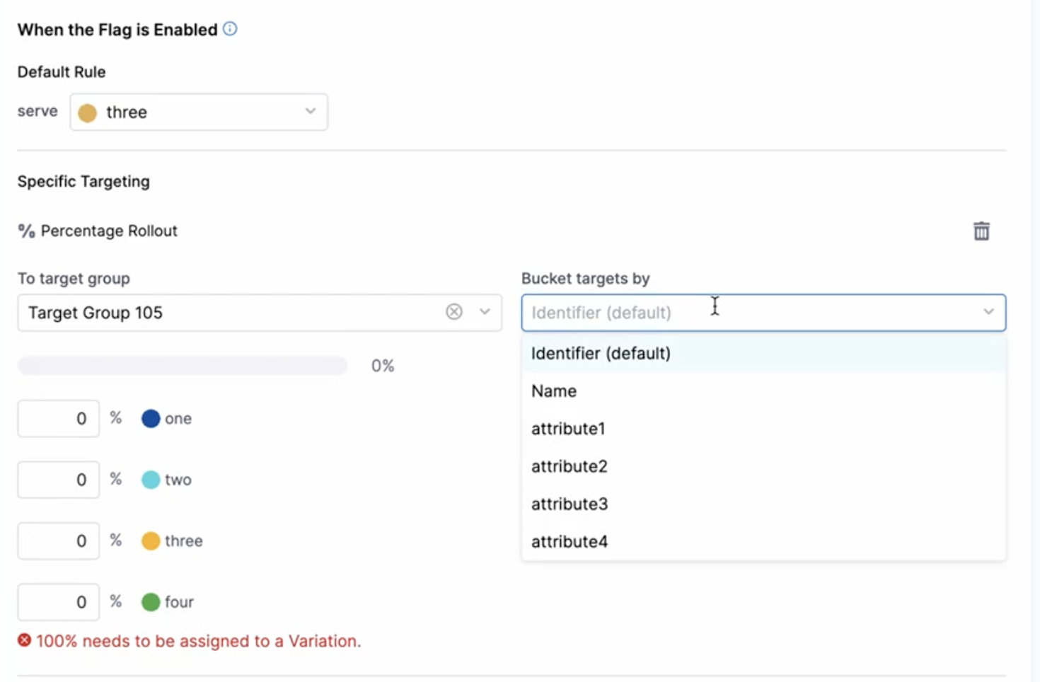 Bucketing a percentage rollout by a specific attribute